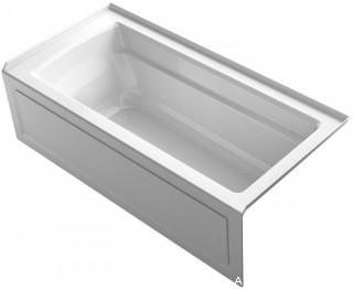 KOHLER K-1948-RA-0 Archer ExoCrylic 66-Inch x 32-Inch Three-Side Integral Flange Bath with Apron and Right-Hand Drain, White (Retail $935.00)