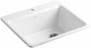 KOHLER K-5872-1A1-0 Riverby Single Bowl Top-Mount Kitchen Sink with Bottom Basin Rack, White (Retail $499.00)