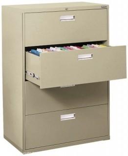 Sandusky 600 Lateral File Steel 4 Drawer Cabinet, 36" Width x 53-1/4" Height x 19-1/4" Depth, Putty (Retail $623.00)
