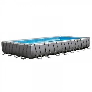 Intex 32ft X 16ft X 52in Ultra Frame Rectangular Pool Set with Sand Filter Pump & Saltwater System, Ladder, Ground Cloth, Pool Cover, Maintenance Kit & Volleyball (Retail $1,399.00)
