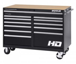 Waterloo Professional HD Series 12-Drawer Rolling Tool Cabinet with Posi-Latch Drawer Latching System, Black Finish, 56" W (Retail $3,825.00)