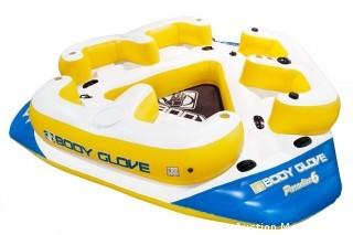 Body Glove Paradise 6 Inflatable Aqua Lounge with Waterproof Speaker System for Lake Relaxation, the party island for 6 (Retail $356.00)