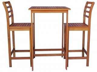 Zen Garden ZG014 Eucalyptus 3-Piece Bar Set with Bar Table and 2 Bar Chairs, Teak Wood Finish, Teak Yellow (Retail $227.00)