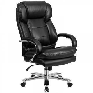 Flash Furniture HERCULES Series 24/7 Intensive Use Big & Tall 500 lb. Rated Black Leather Executive Swivel Chair with Loop Arms (Retail $217.00)