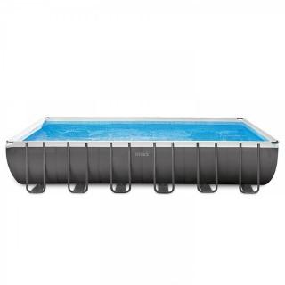 Intex 24ft X 12ft X 52in Ultra Frame Rectangular Pool Set with Sand Filter Pump, Ladder, Ground Cloth & Pool Cover (Retail $999.00)