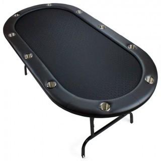 10-Player Casino Poker Game Table with Stainless Steel Cup Holders and Padded Sides - Black, 84" x 42" by Brybelly (Retail $499.00)