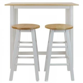 Casual Home 3-Piece Breakfast Set with Solid American Hardwood Top, White (Retail $128.00)