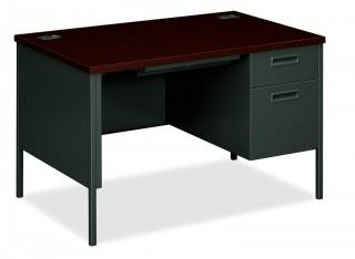 HON Metro Classic Small Office Desk - Right Pedestal Desk with File Drawer, 48" W, Charcoal & Mahogany (HP3251R) (Retail $458.00)