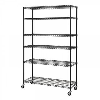 Sandusky Lee MWS481874-B 6-Tier Wire Shelving Unit with 3" Rubber Casters, 6 Wire Shelves, Black, 74" Height x 48" Width x 18" Depth (Retail $101.00)